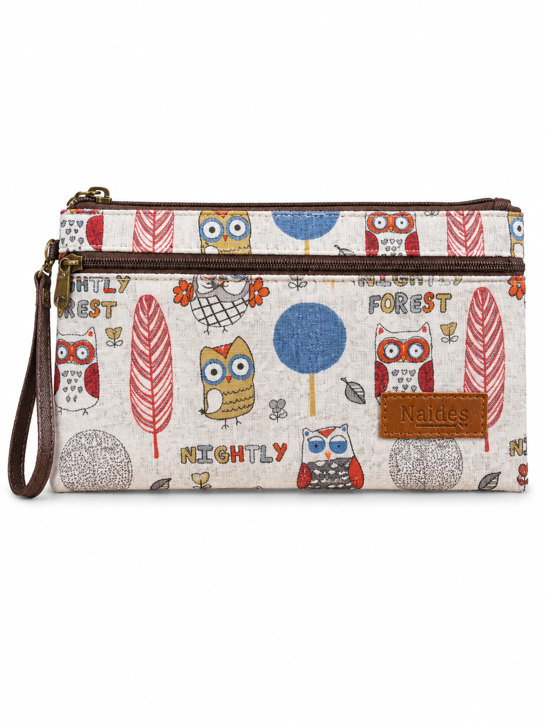 Pochette motif coloré hiboux